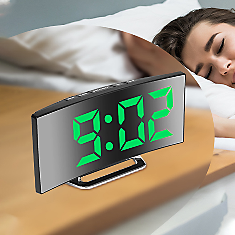 Electronic Gadgets For Home - LED منبه رقمي شاشة منحنية مرآة
